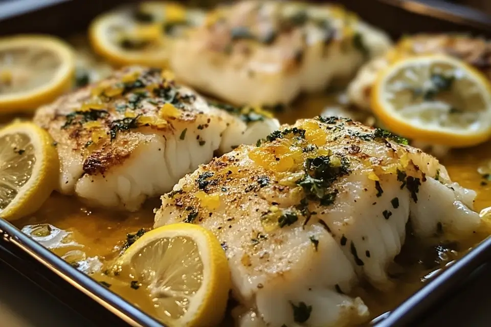 Baked cod with lemon and garlic