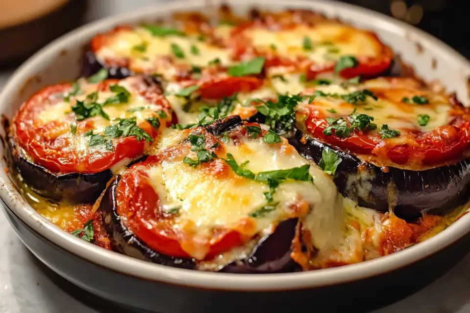 Berinjelas Assadas com Tomates e Queijo Receita Completa e Saborosa