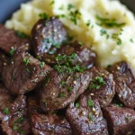 Garlic Butter Steak Bites and Mash