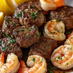 Garlic Butter Steak Bites with Jumbo Shrimp