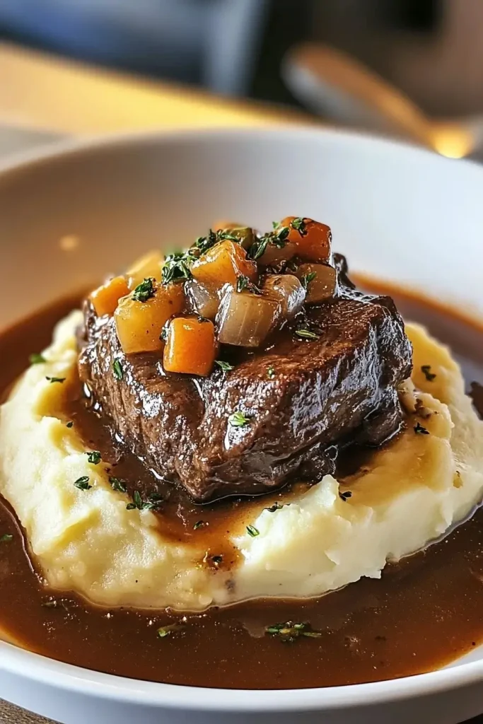 Pot roast with creamy mashed potatoes