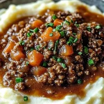 Savory Ground Beef with Spicy Gravy on Fluffy Mashed Potatoes